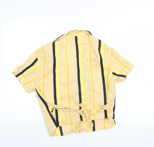 TRF Collection Womens Yellow Striped  Basic Blouse Size S