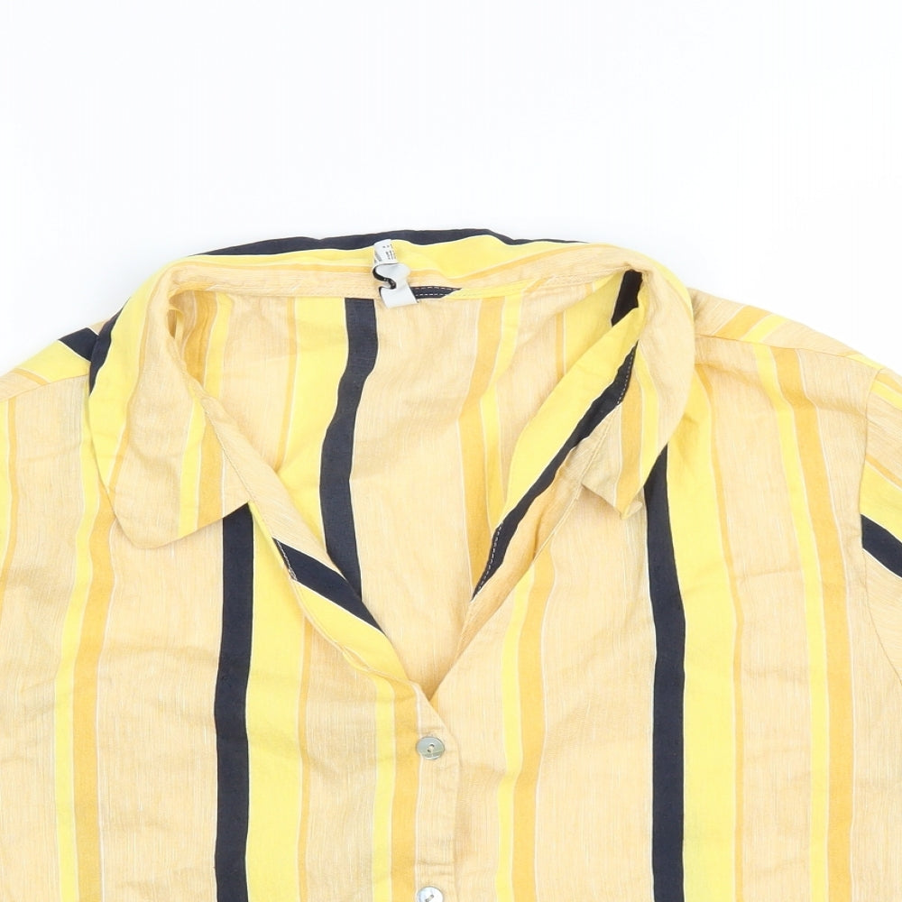 TRF Collection Womens Yellow Striped  Basic Blouse Size S