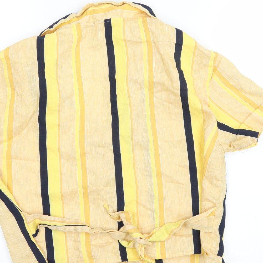 TRF Collection Womens Yellow Striped  Basic Blouse Size S