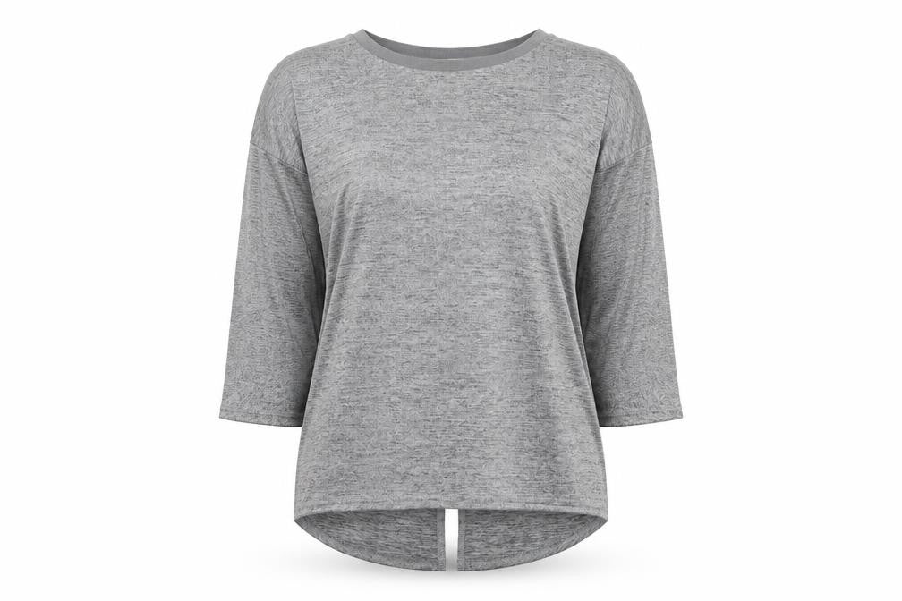 Front view of Oasis women’s silver basic t-shirt, size S