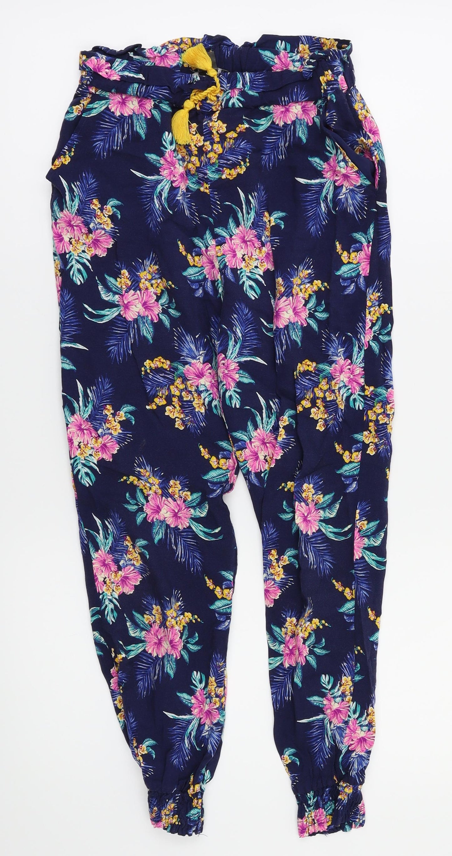 Primark Girls Blue Floral  Chino Trousers Size 10-11 Years