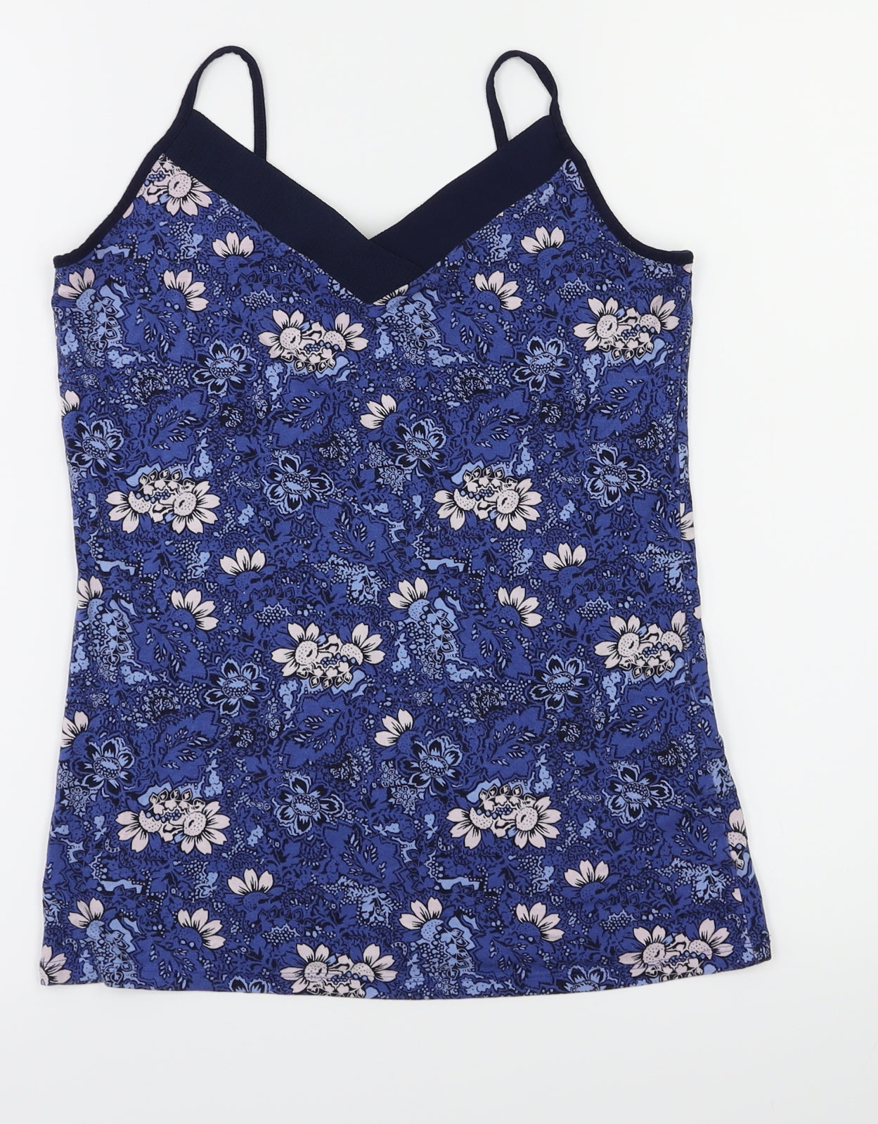 dunns Womens Blue Floral  Basic T-Shirt Size S