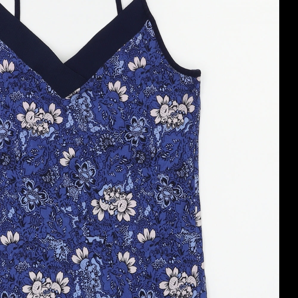 dunns Womens Blue Floral  Basic T-Shirt Size S