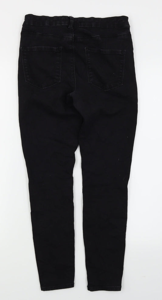 Denim Co Womens Black  Denim Skinny Jeans Size 12 L25 in - Ripped Knees