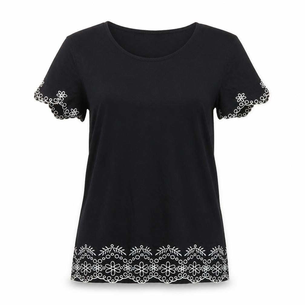 Front view of Dorothy Perkins women’s black basic t-shirt, size UK 6