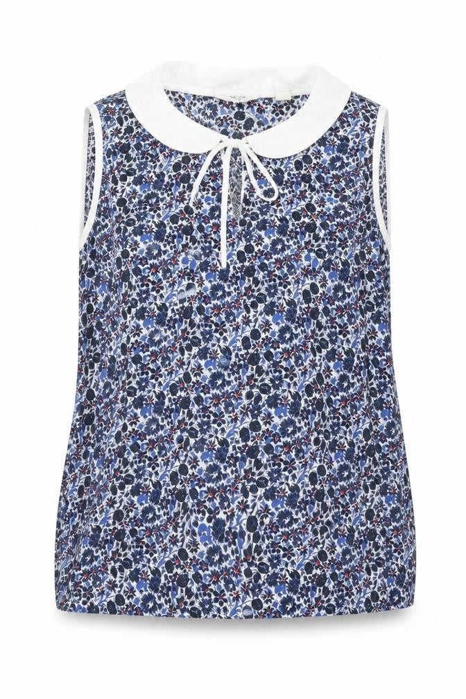 Front view of Jack Wills women’s blue floral basic blouse, size UK 8