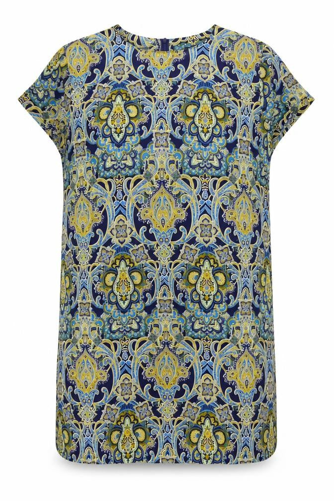 Front view of Boohoo women’s multicoloured geometric basic blouse, size UK 12