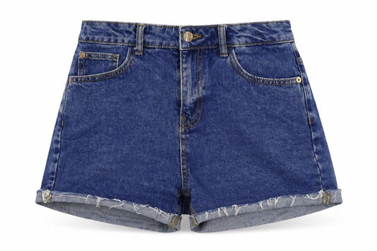 Front view of Denim Pimkie women’s blue hot pants shorts, size S