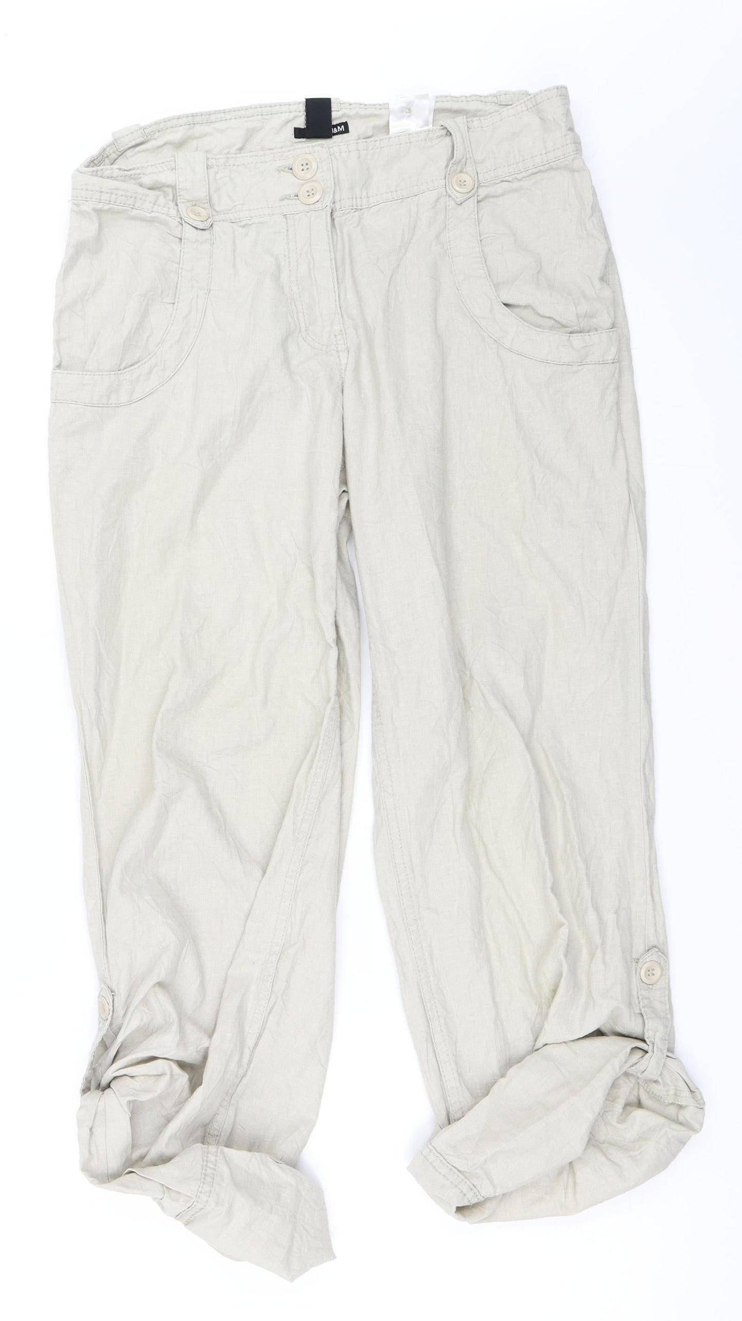 H&M Womens Beige   Chino Trousers Size 40 L25 in