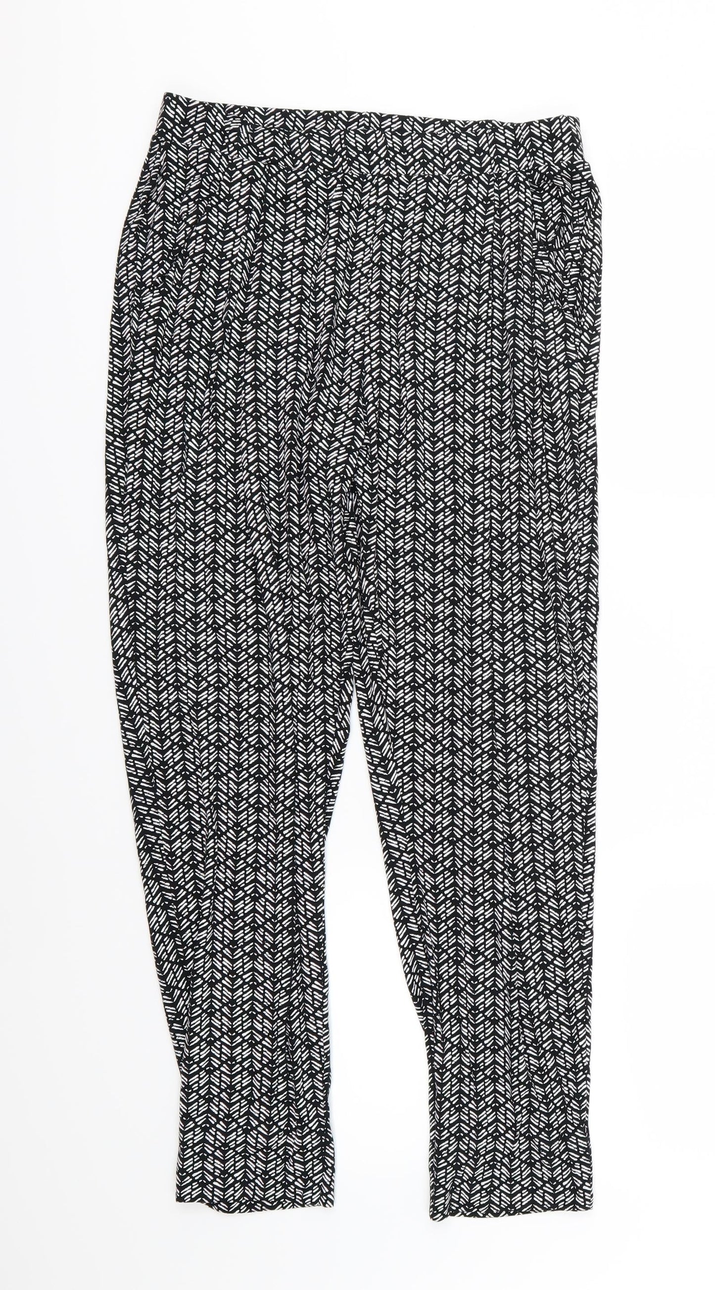 Marks and Spencer Womens Black Herringbone  Harem Trousers Size 10 L26 in