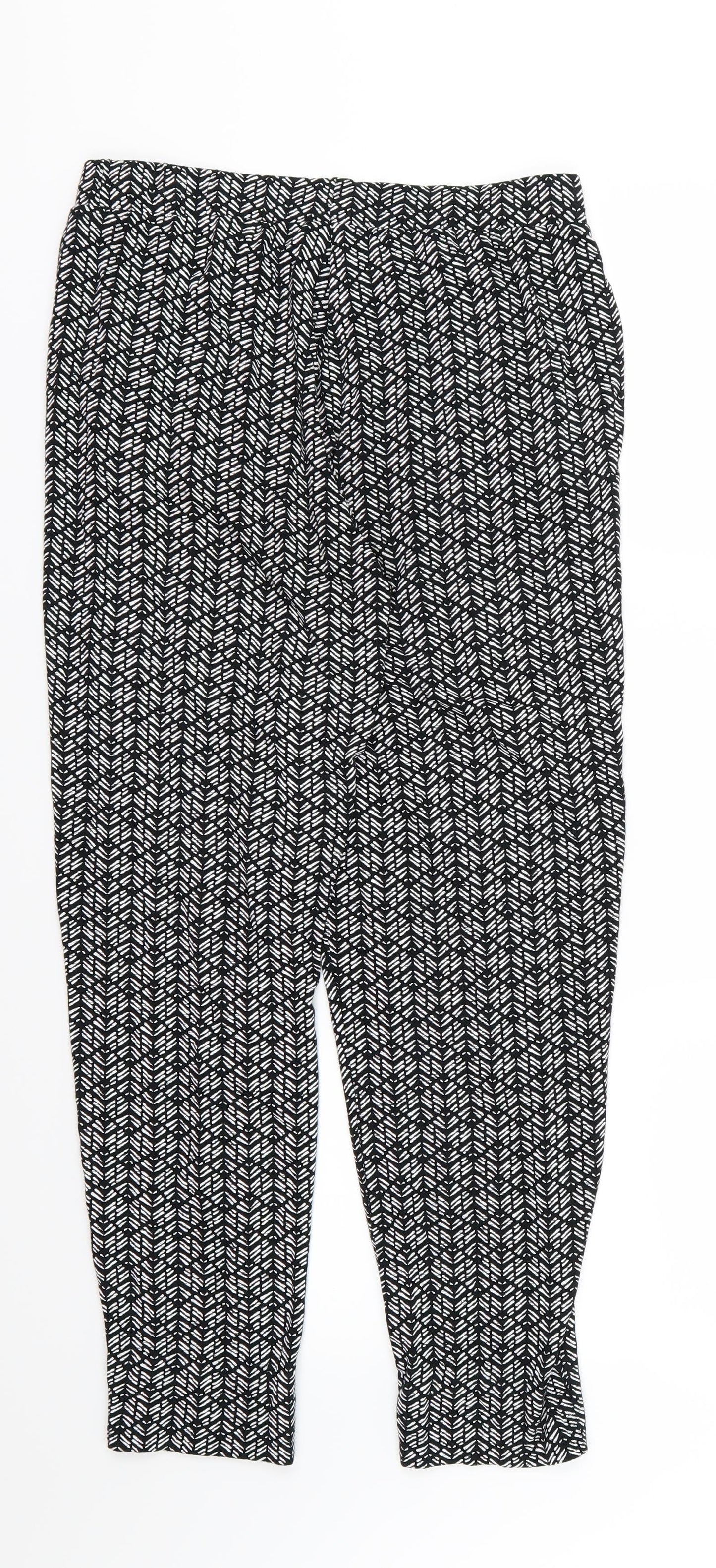 Marks and Spencer Womens Black Herringbone  Harem Trousers Size 10 L26 in