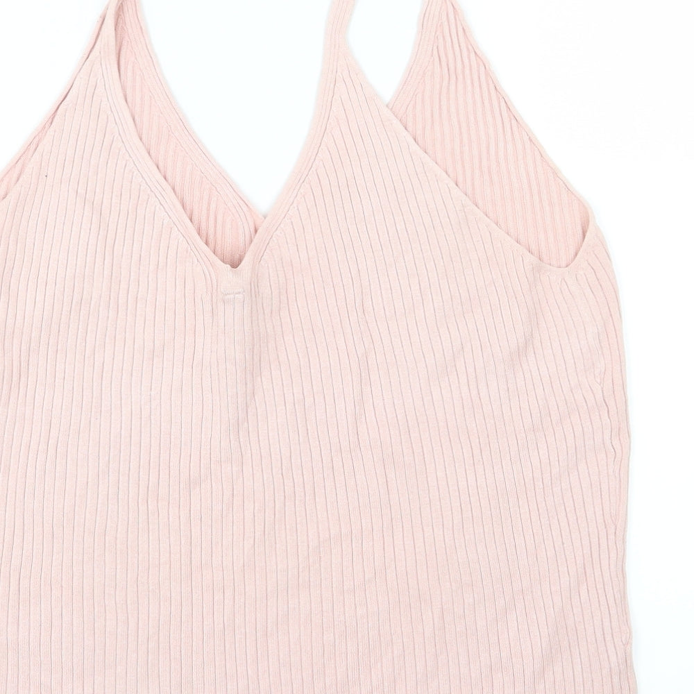 Divided by H&M Womens Pink  Knit Cropped Tank Size L