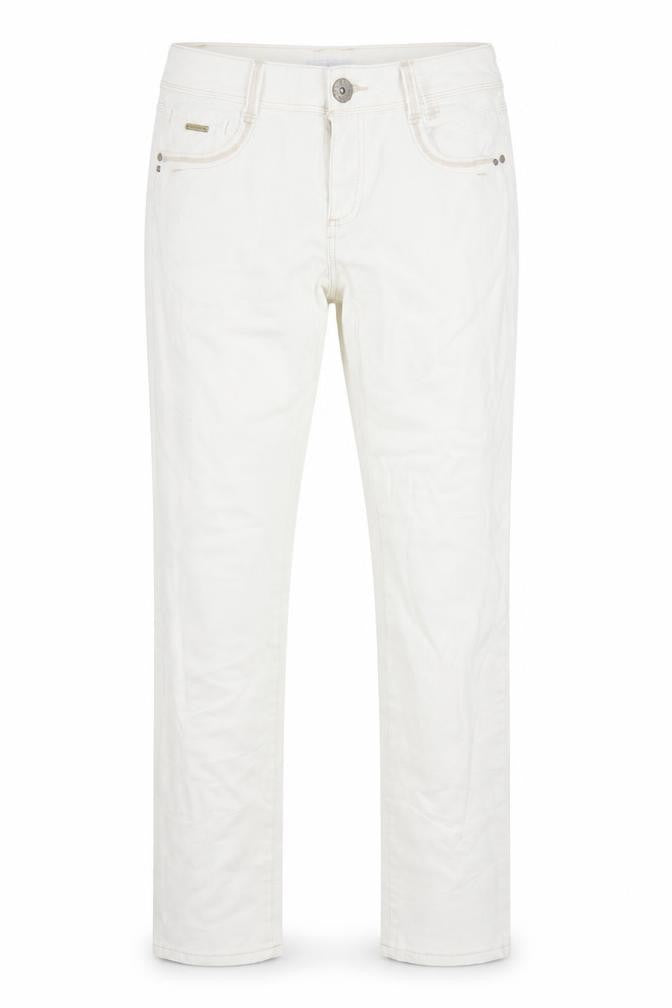 Front view of Promod women’s white denim skinny jeans, size UK 32, in, 31-inch leg