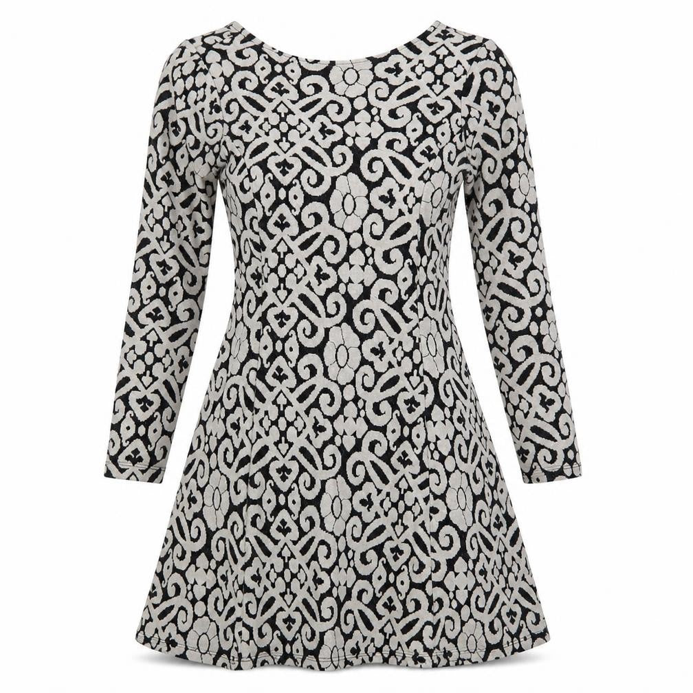 Marks & Spencer Womens Grey Geometric  Skater Dress  Size 8