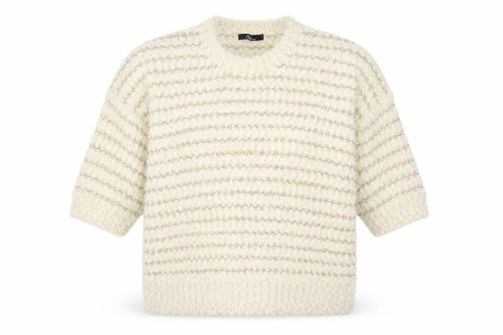 Bonmarché Womens White Striped Pullover Jumper Size L