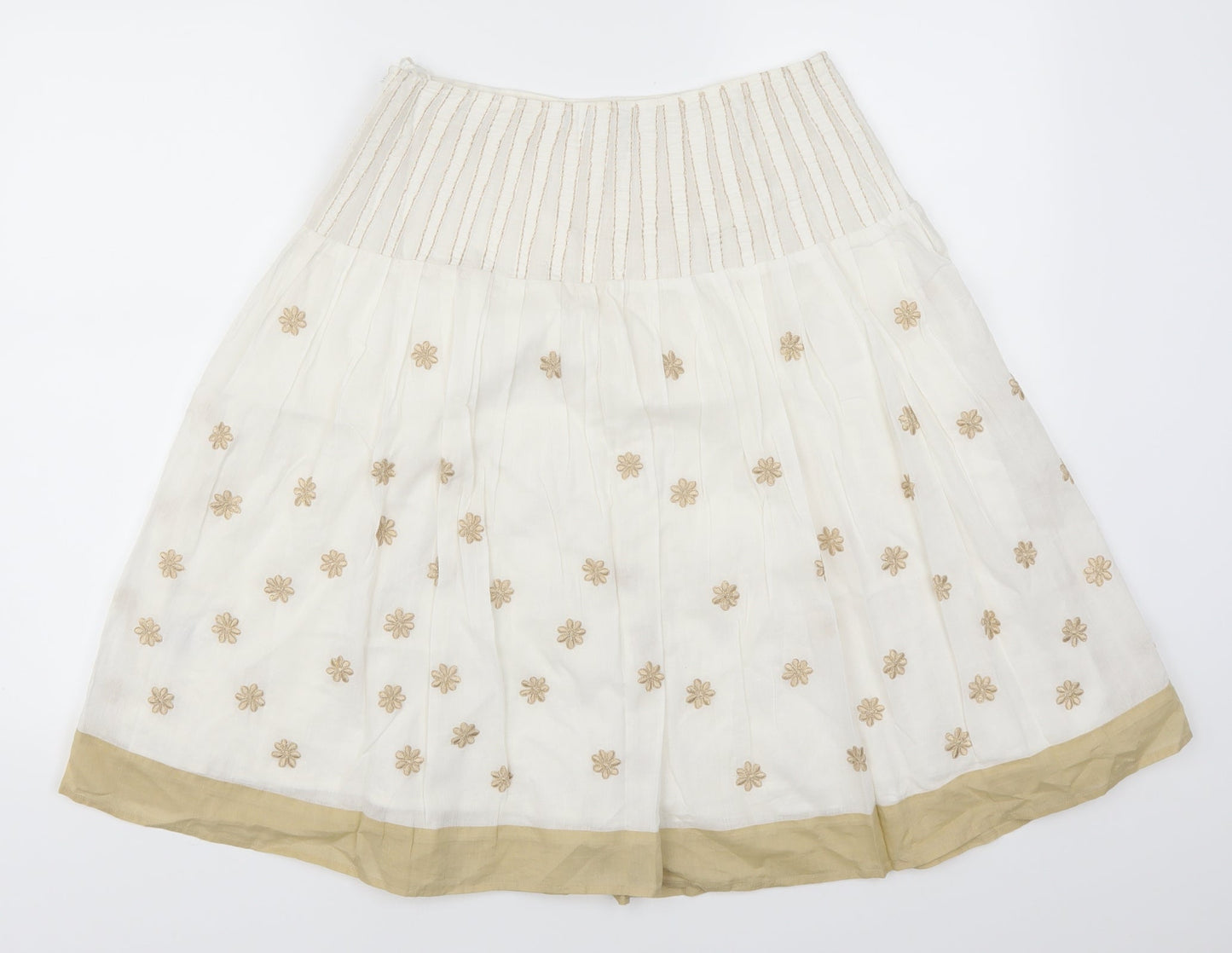 Amaryllis Womens White Floral  A-Line Skirt Size 10  - Beige