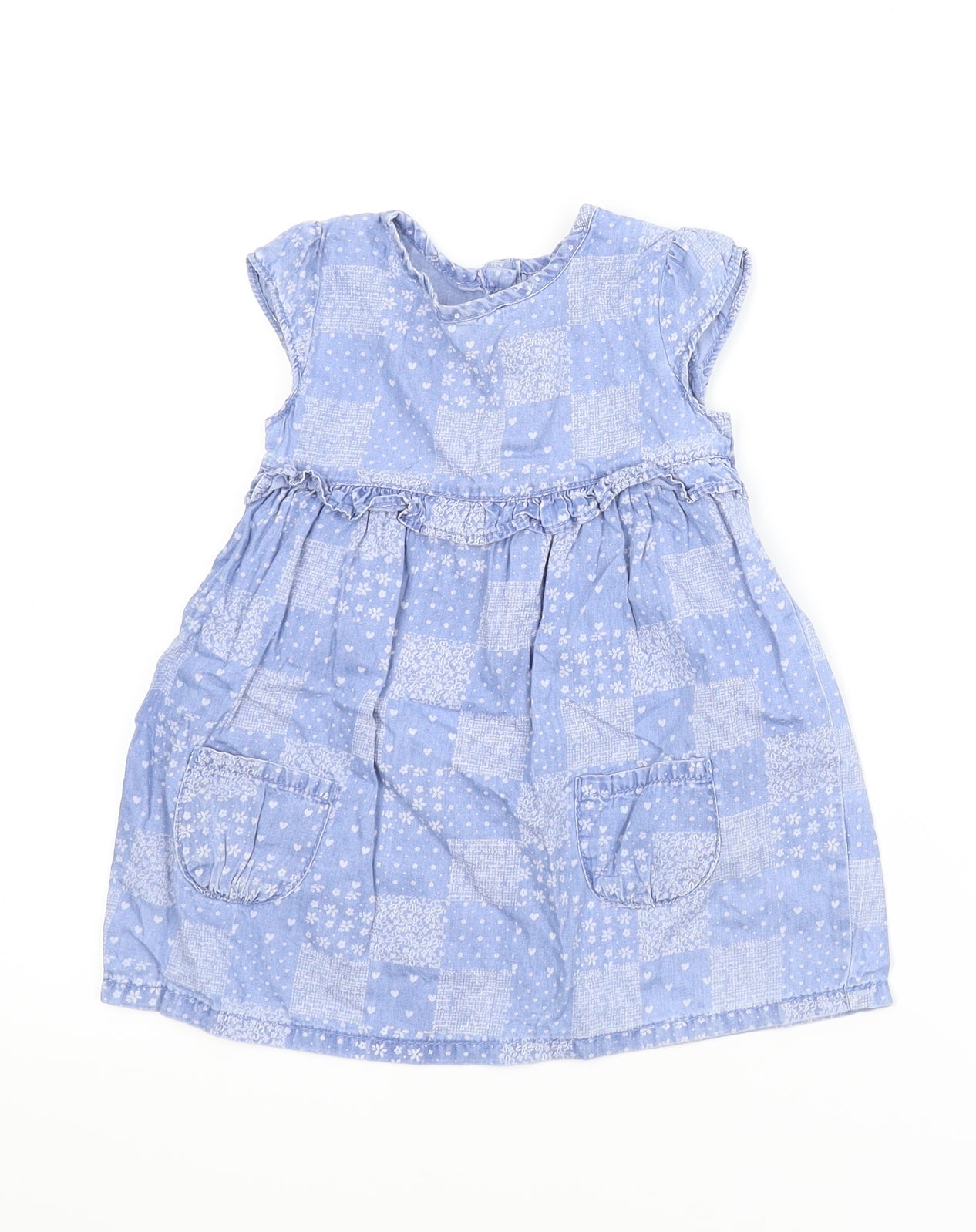 George Girls Blue Floral  A-Line  Size 9-12 Months