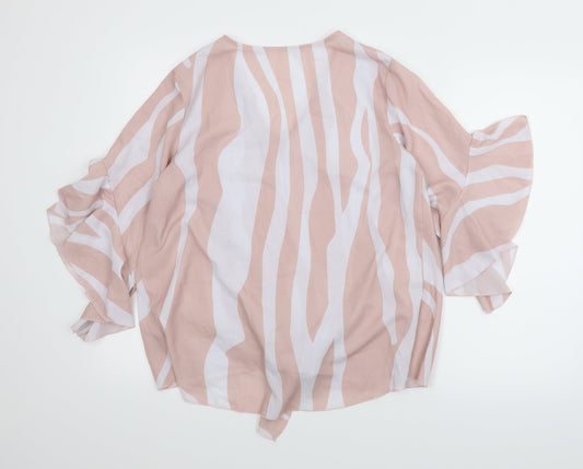 Preworn Womens Pink Animal Print  Basic Blouse Size M