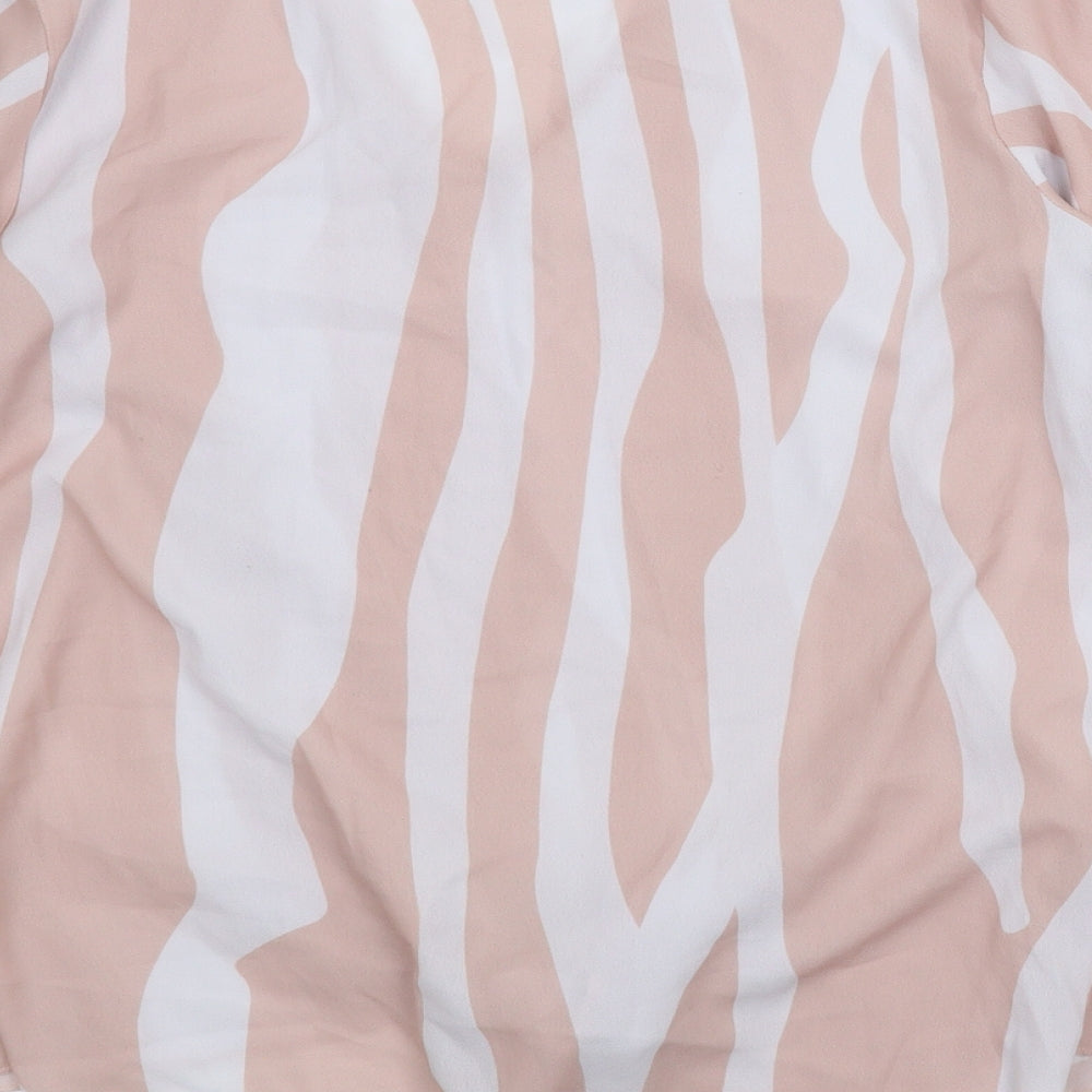 Preworn Womens Pink Animal Print  Basic Blouse Size M