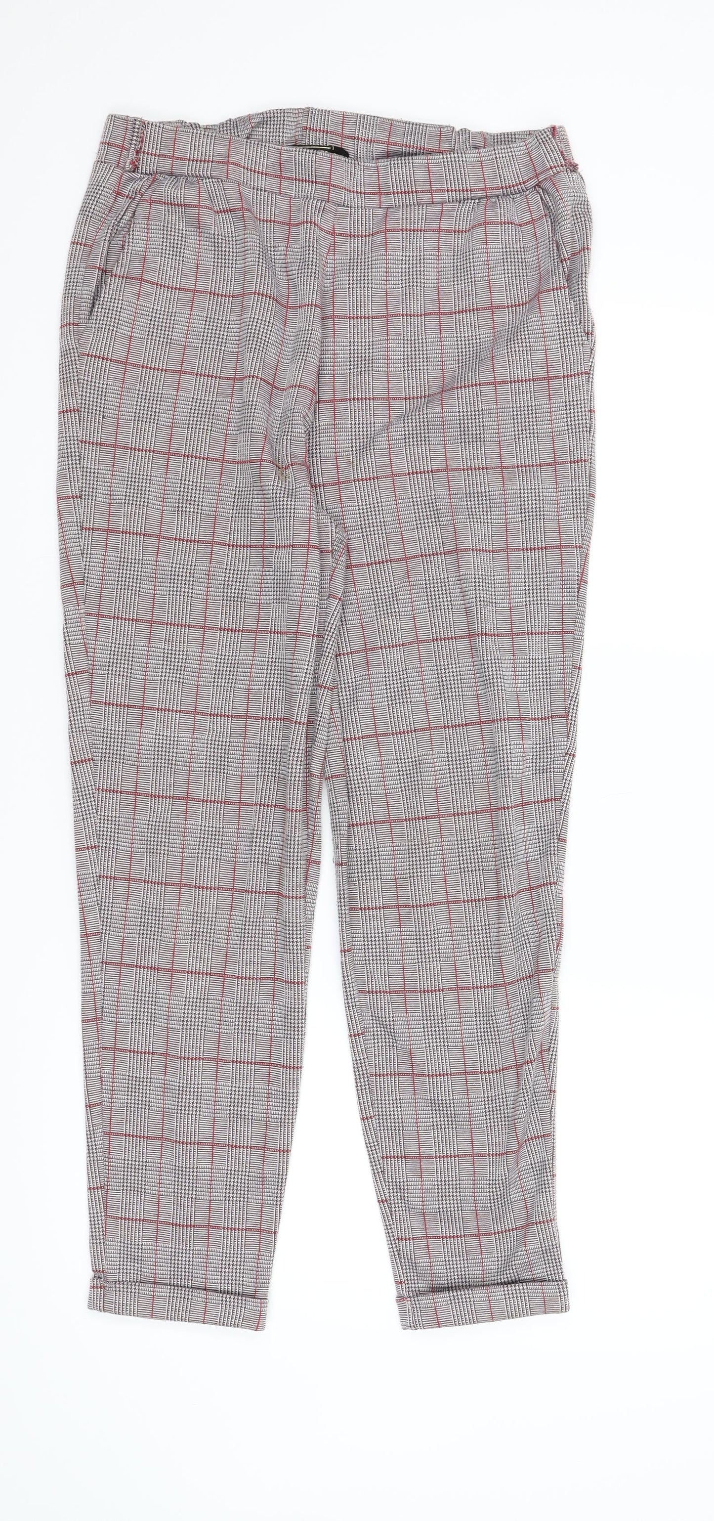 Lipsy London Womens Red Plaid  Jegging Trousers Size 12 L25 in