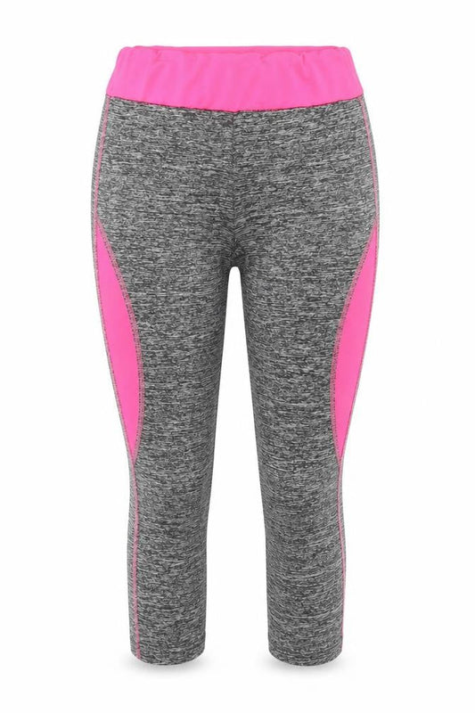 New Ann Womens Grey Colourblock Jersey Capri Leggings Size S L24 in