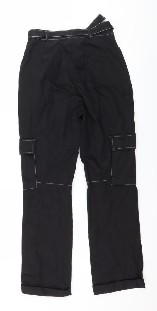 PRETTYLITTLETHING Womens Black   Trousers  Size 6 L28 in