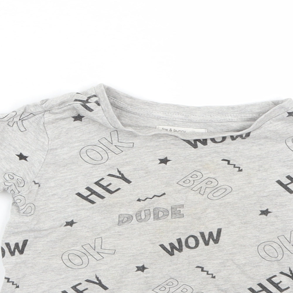 Fox & bunny Boys Grey   Basic T-Shirt Size 2-3 Years