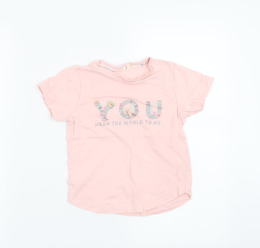 Matalan Girls Pink   Basic T-Shirt Size 6 Years  - You mean the world to me
