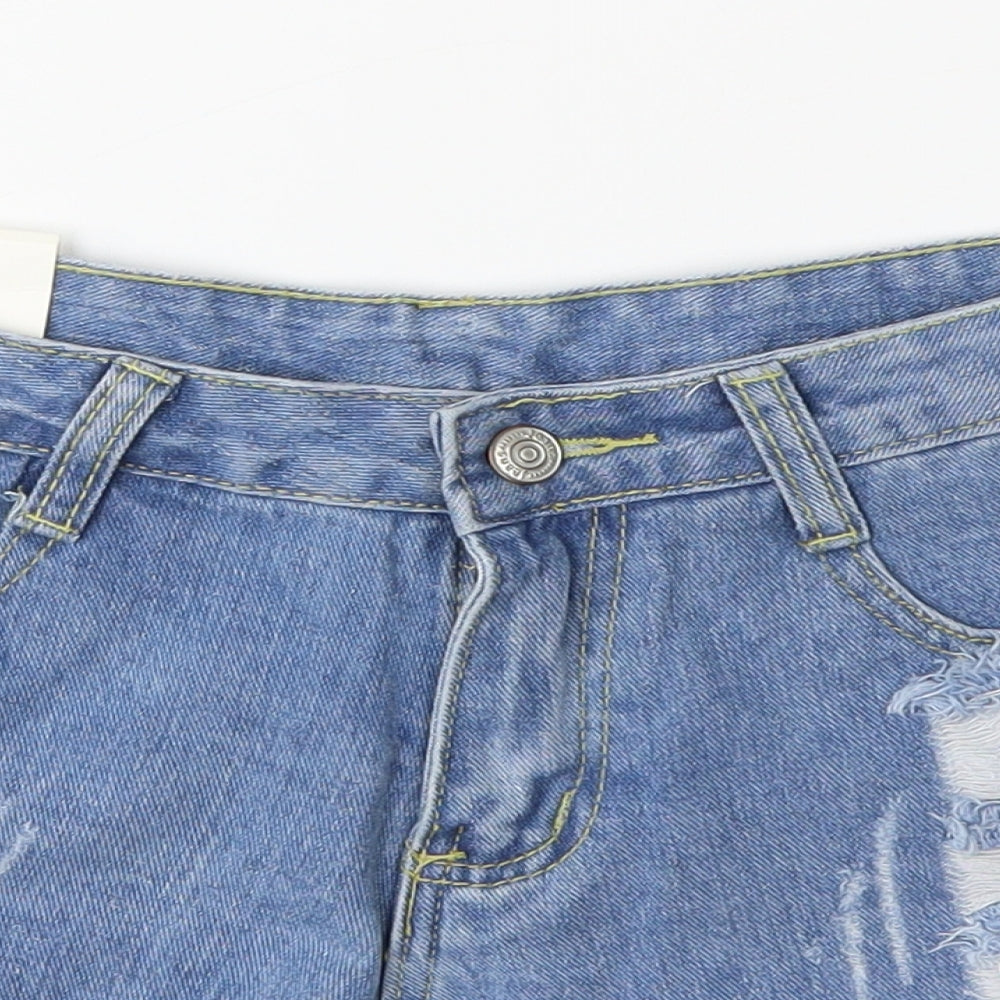 Fashion Jeans Womens Blue  Denim Hot Pants Shorts Size M