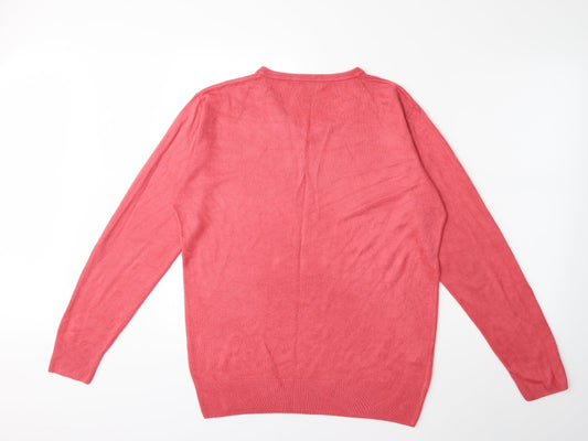 Easy Mens Pink  Knit Pullover Jumper Size M