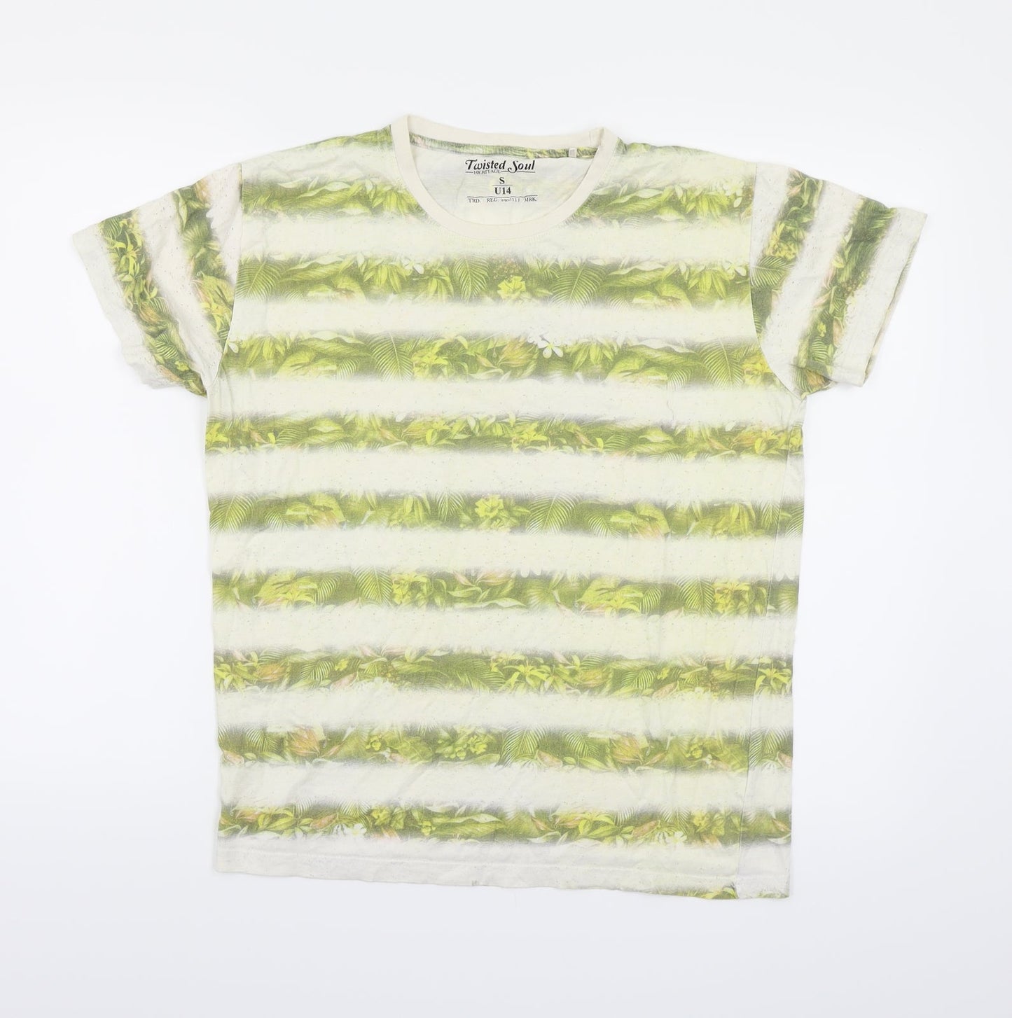 Twisted Soul Womens Green Floral Jersey Basic T-Shirt Size S