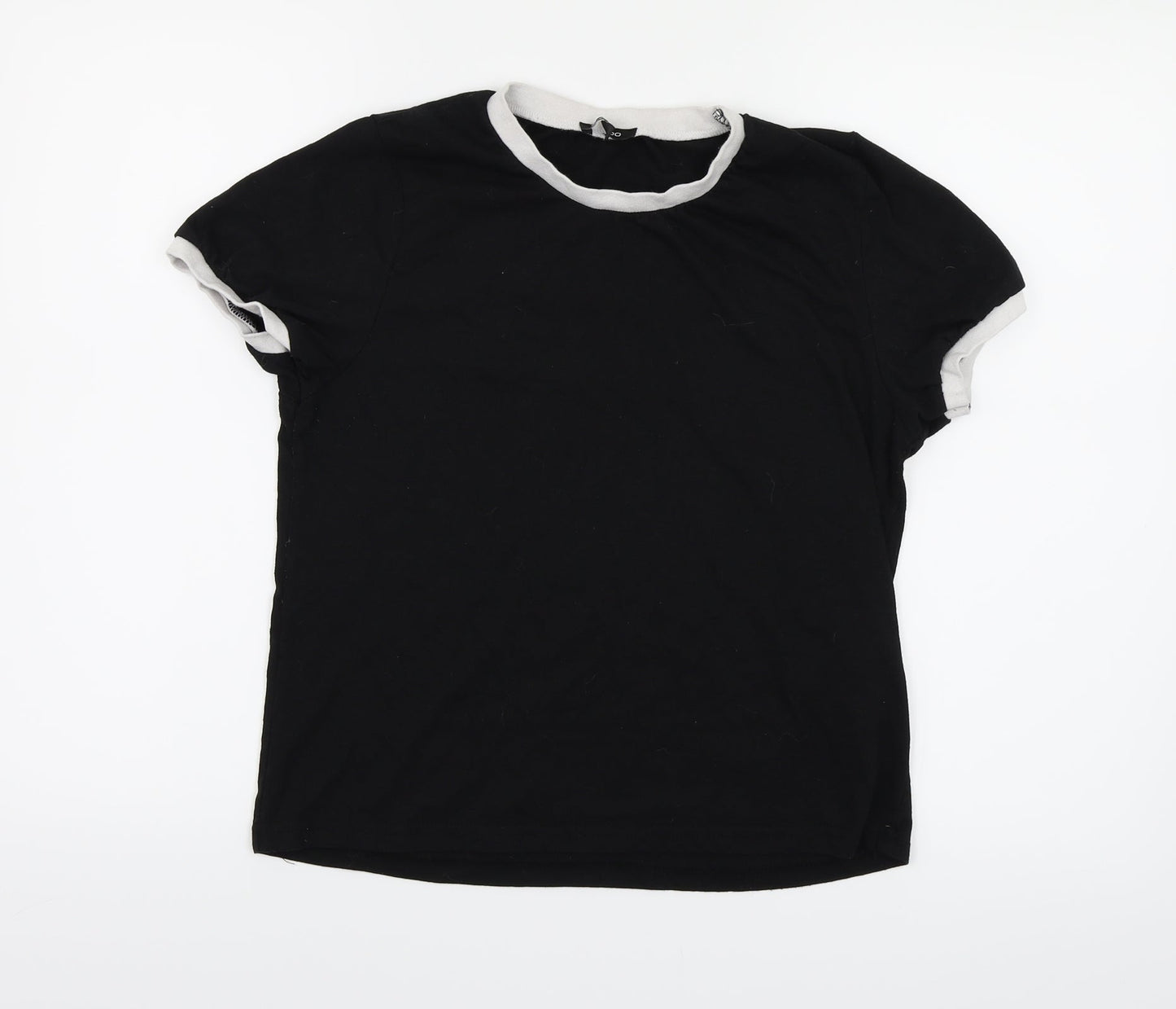 Boohoo Womens Black  Jersey Ringer T-Shirt Size 12