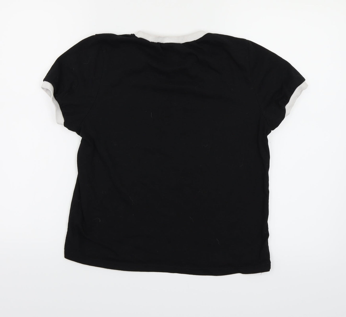 Boohoo Womens Black  Jersey Ringer T-Shirt Size 12