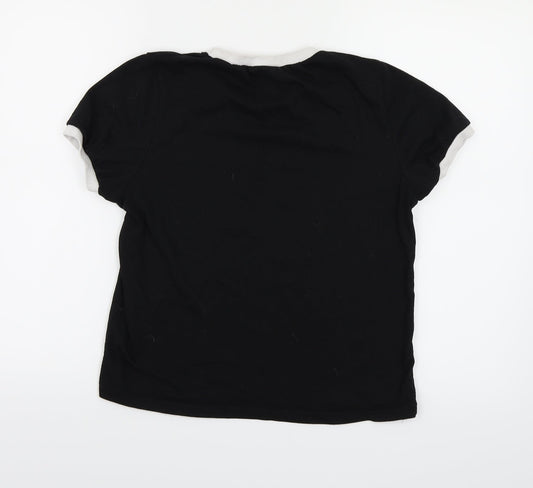 Boohoo Womens Black  Jersey Ringer T-Shirt Size 12