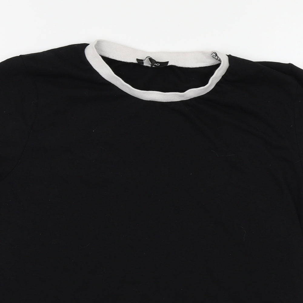 Boohoo Womens Black  Jersey Ringer T-Shirt Size 12