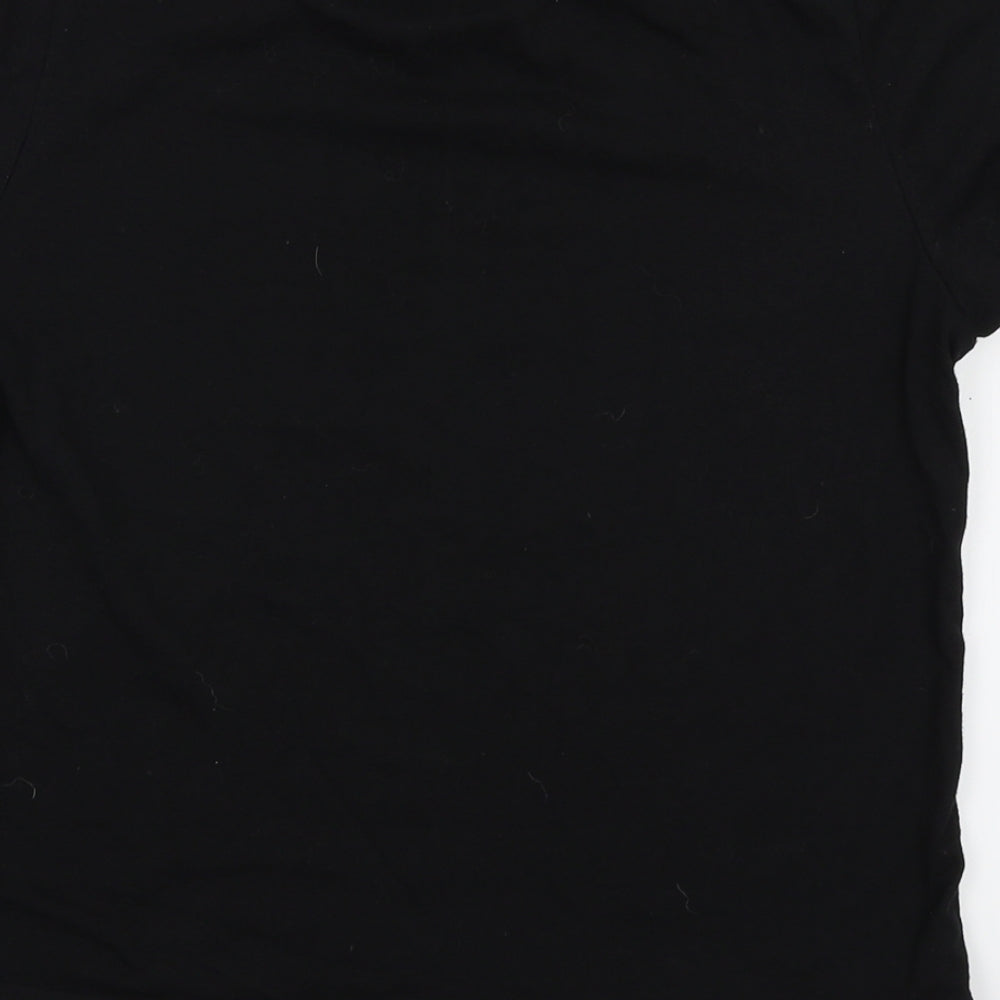 Boohoo Womens Black  Jersey Ringer T-Shirt Size 12