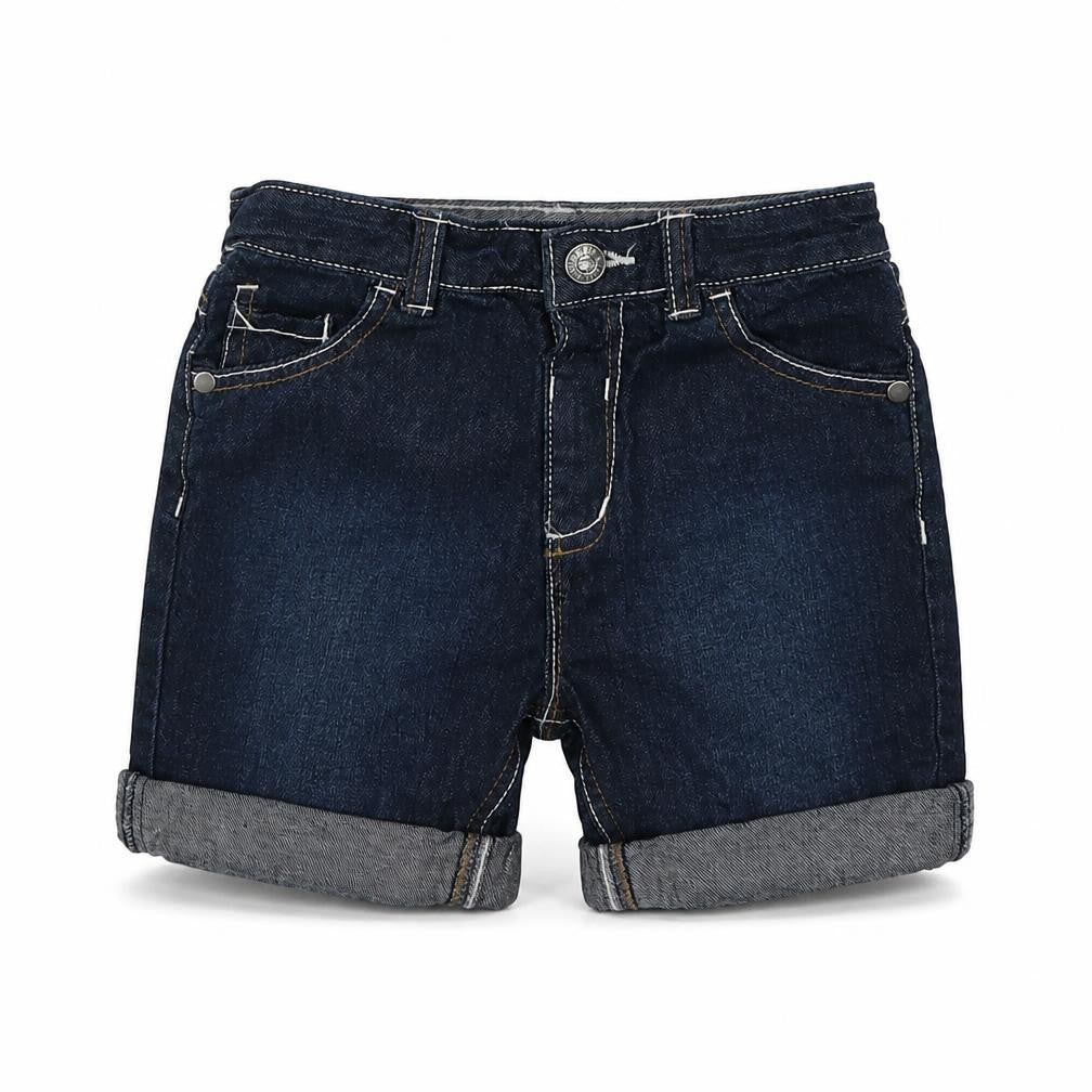 Front view of George girls’ black denim mom shorts, size 3-4, years