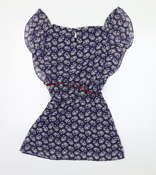 George Womens Blue Floral Chiffon Shift  Size 10