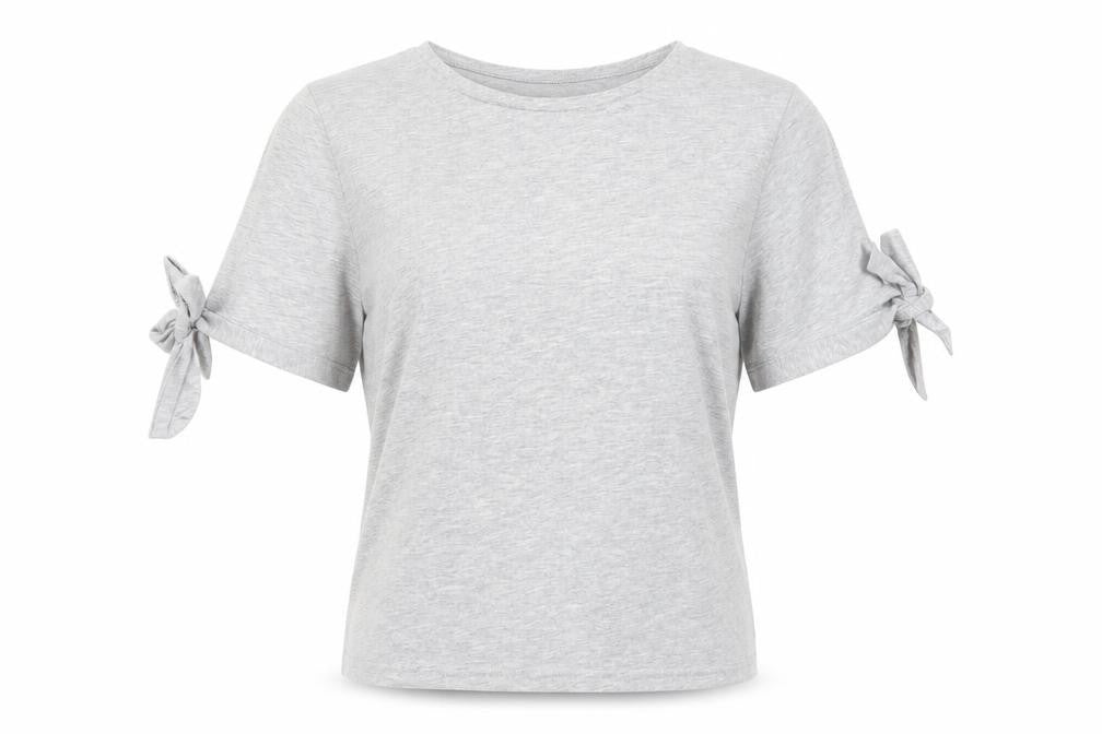 Front view of New Look women’s grey basic t-shirt, size UK 10
