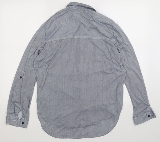 Passport Womens Blue Striped  Basic Button-Up Size XL