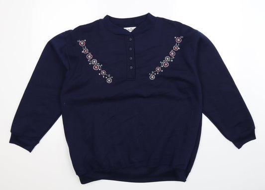 Late Edition Womens Blue Floral  Pullover Sweatshirt Size M  - Oversized