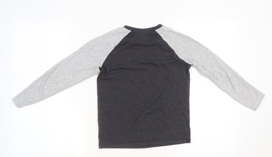 George Boys Grey Solid   Pyjama Top Size 8-9 Years  - Dino snore graphic