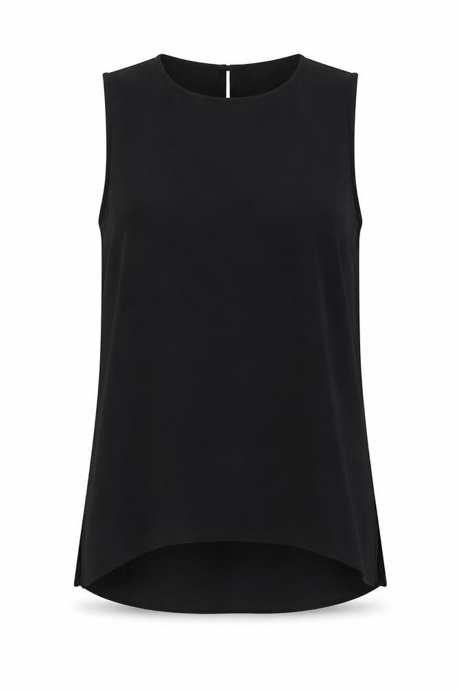 Front view of Dorothy Perkins women’s black basic tank, size UK 12