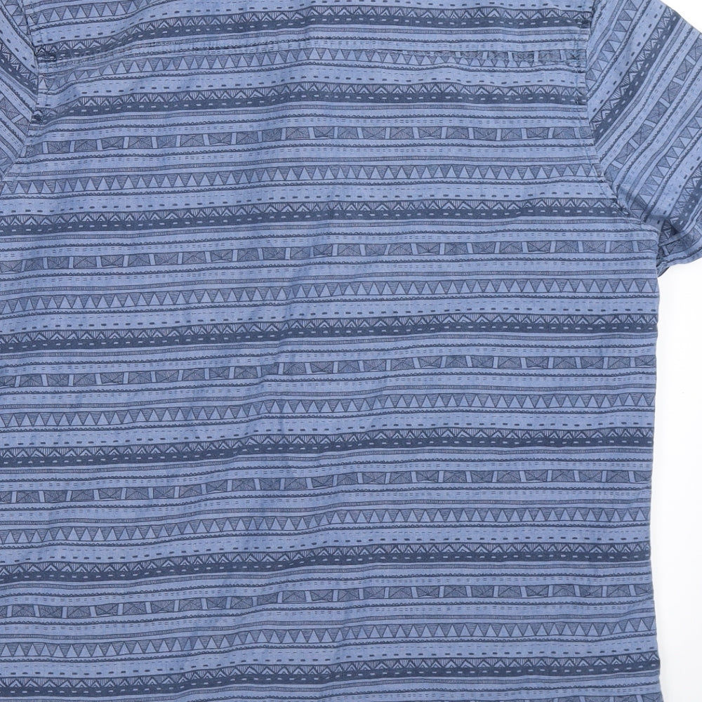New Look Mens Blue Geometric   Button-Up Size L