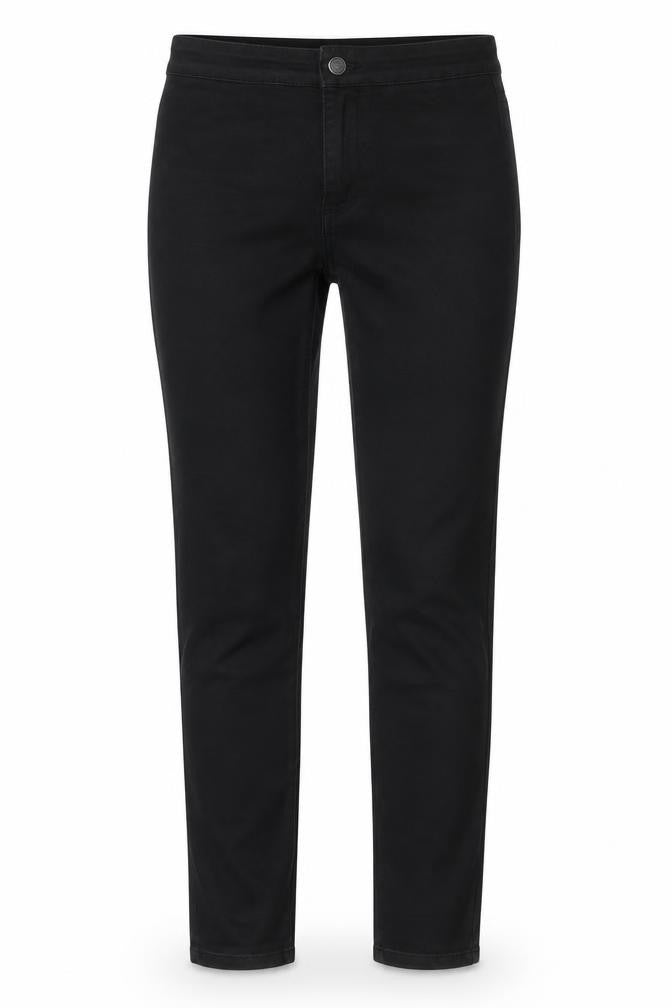 Front view of DENIM CO women’s black denim straight jeans, size UK 10