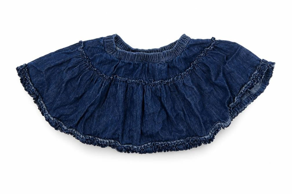 Front view of George girls’ blue denim skater skirt, size 2-3, years
