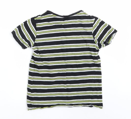 George Girls Black Striped  Basic T-Shirt Size 6-7 Years