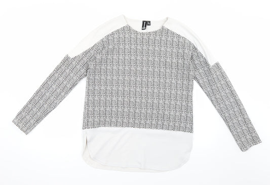 Izabel Womens White Geometric  Pullover Jumper Size 12