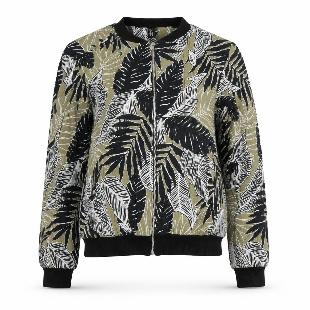 Front view of Nobody women’s brown floral bomber jacket jacket, size UK 6