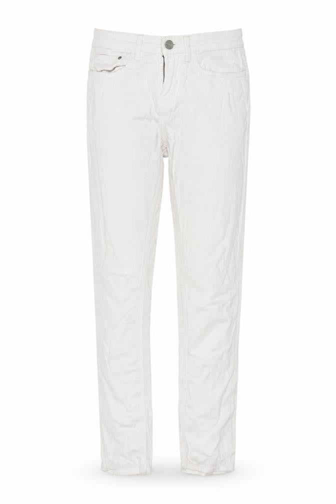 Front view of Waven women’s pink straight jeans, size S, 26-inch leg